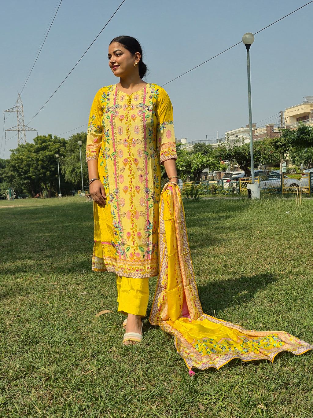 Lemon Bloom Handwork 3-Piece Suit Set