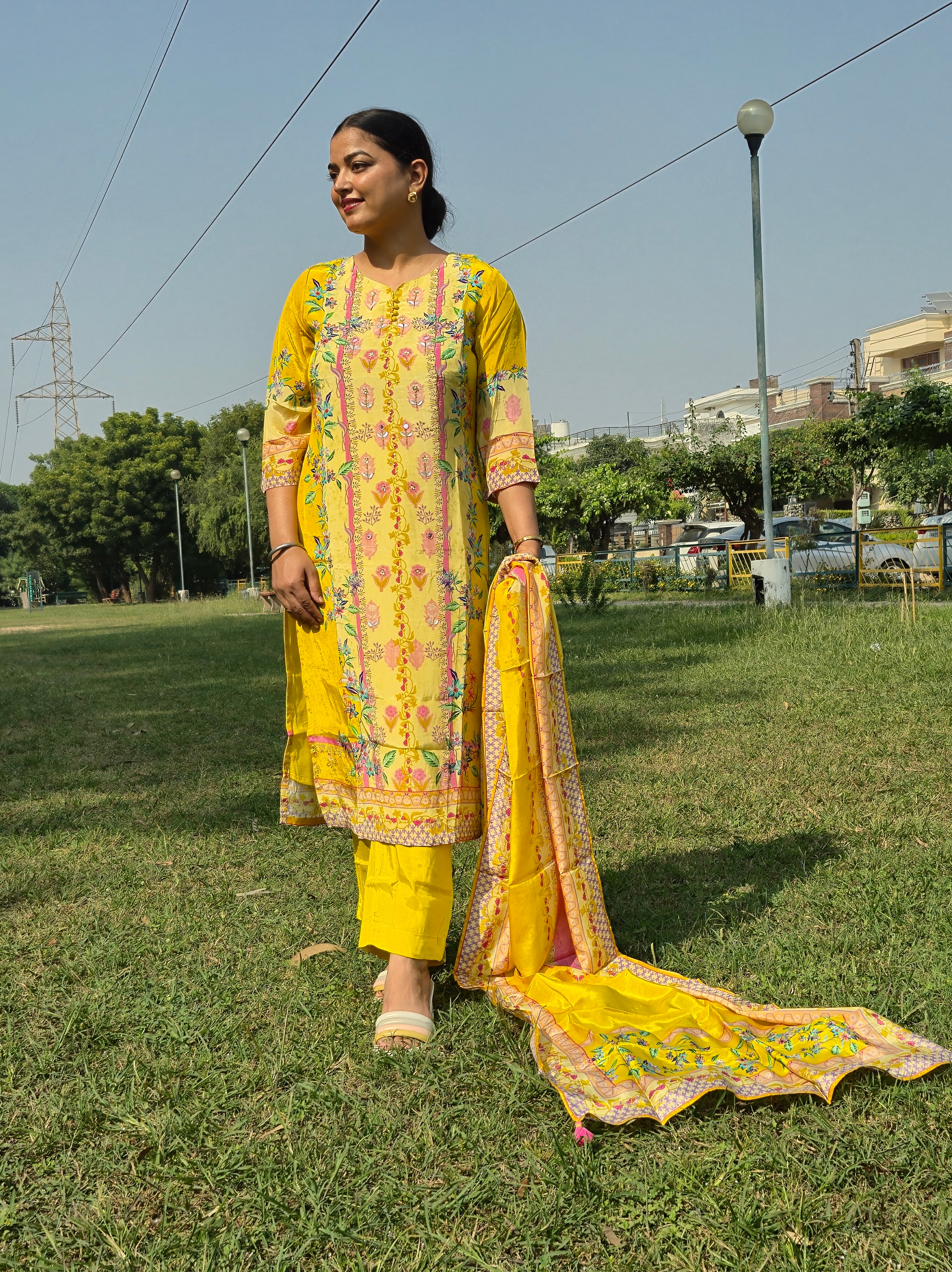 Lemon Bloom Handwork 3-Piece Suit Set