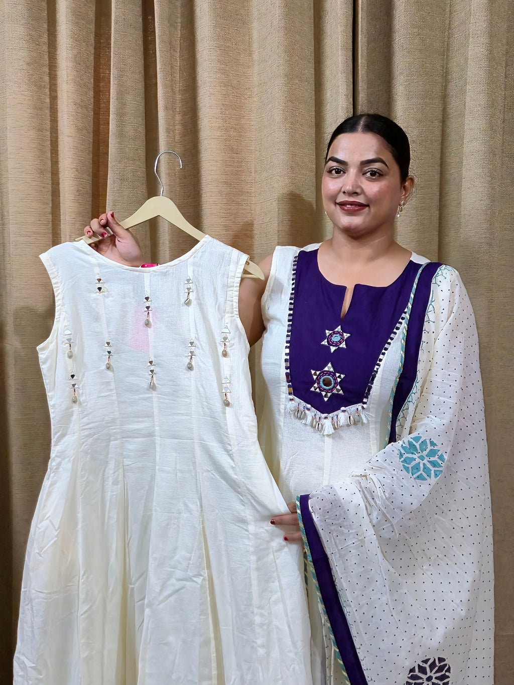 Purple Grace Embroidered Cotton Suit Set