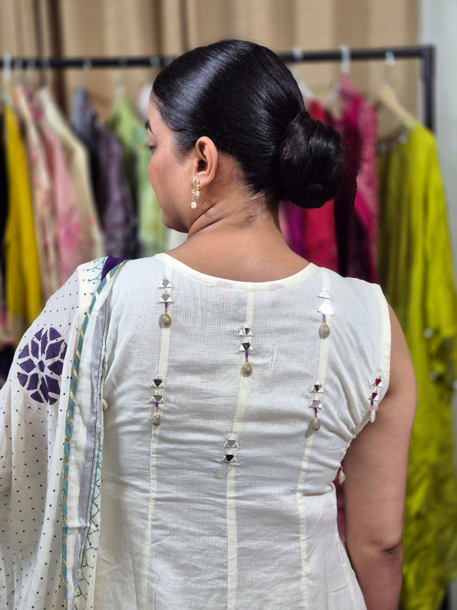 Purple Grace Embroidered Cotton Suit Set