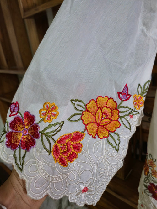Noor White Floral Embroidered Cord Set